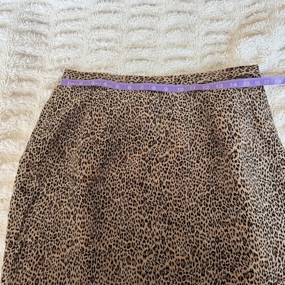 Vintage Silk Leopard Animal Print Office Siren Pencil Skirt Size 12 - Picture 4 of 7